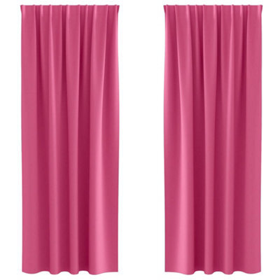 Berkfield Modern Curtains With Curtains 2 Pcs Bright Pink 225 X 140 Cm Polyester