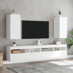 Walplus Tv Wall Cabinet With Led Lights White 30.5X35X70 Cm - thumbnail 6