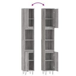 Berkfield Bathroom Cabinet Grey Sonoma 30X30X190 Cm Engineered Wood - thumbnail 9