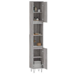 Berkfield Bathroom Cabinet Grey Sonoma 30X30X190 Cm Engineered Wood - thumbnail 4