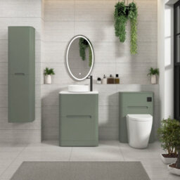Royal Bathrooms Venice 600mm Sage Green Freestanding Bathroom Countertop Vanity Unit 2 Drawer With Art Basin - thumbnail 4