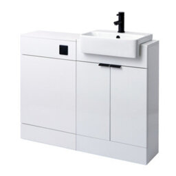 Homestylestore 1050mm White Bathroom Combination Vanity Toilet Wc Unit And Black Finger Pull Handles - thumbnail 2