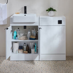 Homestylestore 1050mm White Bathroom Combination Vanity Toilet Wc Unit And Black Finger Pull Handles - thumbnail 3