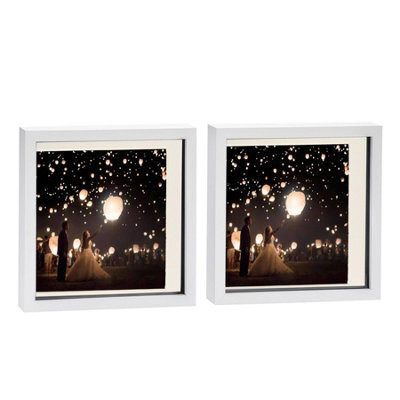"Nicola Spring 10 X 10"" Photo Frames - White/ivory Mount - 3D Picture Frame Box Portrait Display Case (8 X 8"" Mount) Set Of 2" - image 1