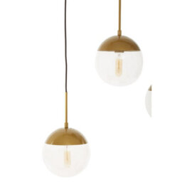 Orsina Gold Finish Glass Shades Pendant Light, Glass Globe Pendant With Long Frame, Linear Cluster Ceiling Fixture - thumbnail 3