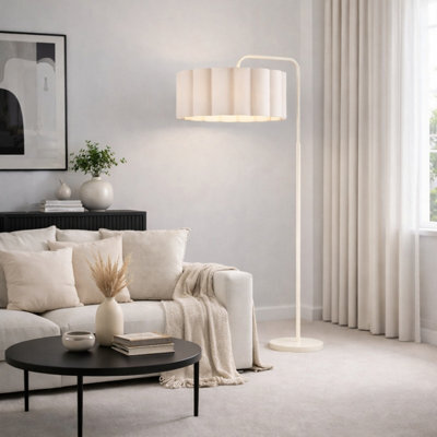 CGC Lighting Cgc Kyra Cream Angled Floor Lamp With Cream Scalloped Lampshade - image 1
