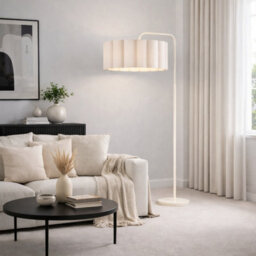 CGC Lighting Cgc Kyra Cream Angled Floor Lamp With Cream Scalloped Lampshade - thumbnail 1