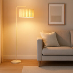CGC Lighting Cgc Kyra Cream Angled Floor Lamp With Cream Scalloped Lampshade - thumbnail 3