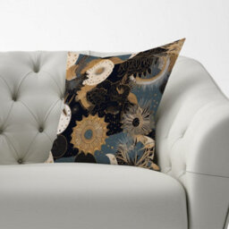 Warren Reed Designer Abstract Blue Gold Moon Sun Cushions 60Cm X 60Cm - thumbnail 2