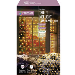 Premier Decorations Limited Warm White Christmas Window Net Lights 180 Led 1.7M X 1.2M Multi Action Leds - thumbnail 1