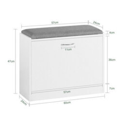 Sobuy Fsr16-K-W,shoe Bench  With One Door 60X24X49White,w60Xd24Xh49 - thumbnail 3