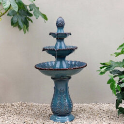 Primrose Leet 4 Tier Ceramic Water Fountain In Blue - thumbnail 1