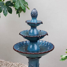 Primrose Leet 4 Tier Ceramic Water Fountain In Blue - thumbnail 3