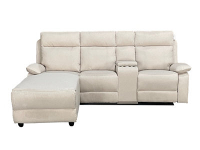 DS Living Sorento Recline Right Hand Corner 3 Seater Fabric Sofa In Grey Or Cream - image 1