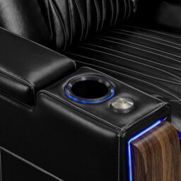 Valencia Tuscany Executive Heat And Massage Home Theater Seating Row Of 2 Black Nappa Leather Power Recliner - thumbnail 3