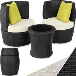 Tectake Nizza 2+1+1 Aluminum Rattan Seating Set - Black