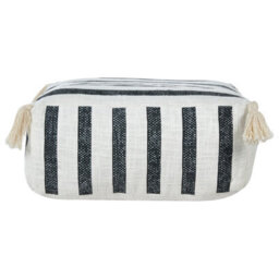 Wyld And Coco Handmade Black-And-White Striped Cotton Floor Cushion Pouffe 45 X 45 X 20 Cm - thumbnail 1