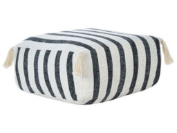 Wyld And Coco Handmade Black-And-White Striped Cotton Floor Cushion Pouffe 45 X 45 X 20 Cm - thumbnail 3