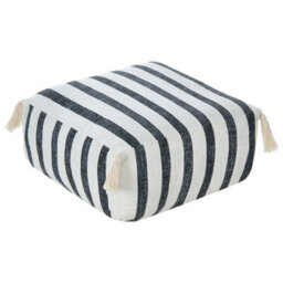 Wyld And Coco Handmade Black-And-White Striped Cotton Floor Cushion Pouffe 45 X 45 X 20 Cm - thumbnail 5