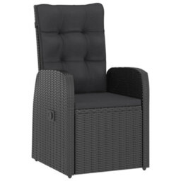 Berkfield 7 Piece Garden Dining Set With Cushions Black Poly Rattan - thumbnail 3