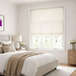 Furnished Luxury Linen Roller Blinds With Triangle Edge, Trimmable - Cream (W)210Cm X (L)165Cm