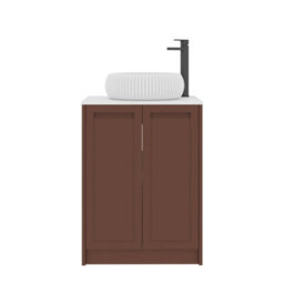 Royal Bathrooms Royal Bathroom Elmore 600mm Terracotta Clay Freestanding Bathroom Vanity Unit 2 Door Plain White Worktop With Milan Basin - thumbnail 7