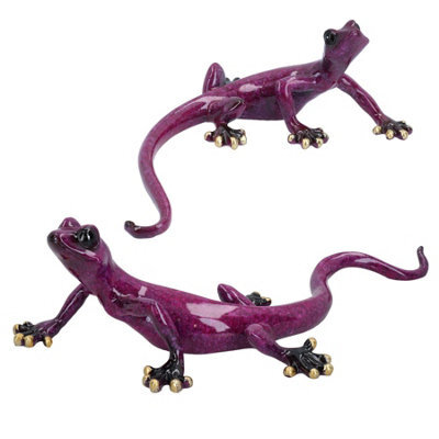 AB Tools Purple Speckled Gecko Lizard Resin Wall Shed Sculpture Decor Statue Full Set - image 1