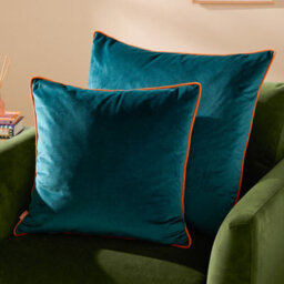 furn. Furn Meridian Velvet Polyester Filled Cushion, Teal/clementine, 45 X 45Cm - thumbnail 5