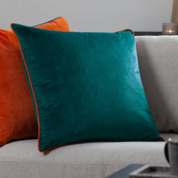 furn. Furn Meridian Velvet Polyester Filled Cushion, Teal/clementine, 45 X 45Cm - thumbnail 4