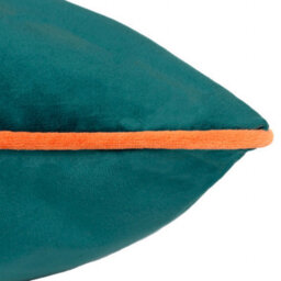 furn. Furn Meridian Velvet Polyester Filled Cushion, Teal/clementine, 45 X 45Cm - thumbnail 3