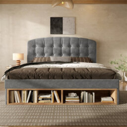 Abrihome Grey Velvet Single Bed With Storage Drawers & Adjustable Headboard, 90X190Cm - thumbnail 9