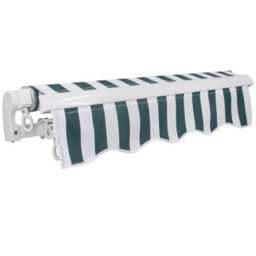 Sundaze Garden Manual Retractable Awning Patio Canopy Sun Shade Shelter Angle Adjustable 4.5X3M Green-White - thumbnail 4