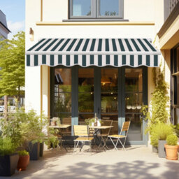 Sundaze Garden Manual Retractable Awning Patio Canopy Sun Shade Shelter Angle Adjustable 4.5X3M Green-White