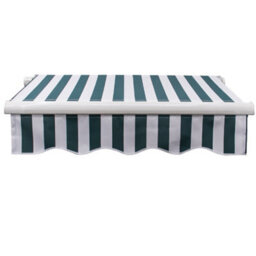 Sundaze Garden Manual Retractable Awning Patio Canopy Sun Shade Shelter Angle Adjustable 4.5X3M Green-White - thumbnail 2