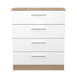 Trent 4 Drawer Chest Of Drawers In White Matt & Bardolino Oak (Ready Assembled) - thumbnail 2