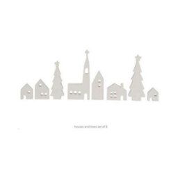 Wooden Christmas House And Trees Ornament Set - thumbnail 1