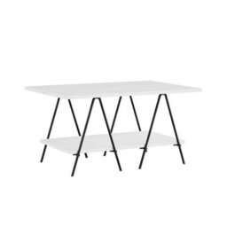 2-Tier Coffee Table Scratch Resistant White Painted Top Black Frame - thumbnail 3