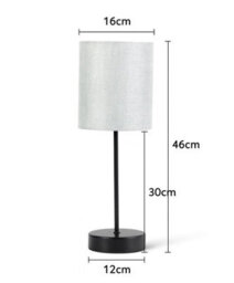 Lighting Supermarket Stockholm Black Cup Stick Table Lamp With Grey Linen Cylinder Shade - thumbnail 4