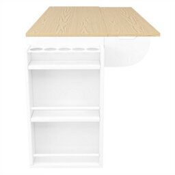 Abrihome White Kitchen Trolley With Wood Grain Top, Spice Rack, Towel Rail & Castors - thumbnail 7