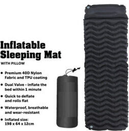 Mantraraj Inflatable Sleeping Mat With Pillow 40D Nylon Fabric With Tpu Coating Lightweight Waterproof Durable Camping Bed - thumbnail 3