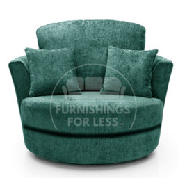 Furnishings For Less UK Monaco Chenille Fabric Swivel Chair 360 Rotation Foam Teal
