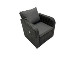 Fimous Outdoor Love Sofa Reclining Chair Coffee Table Set Garden Rattan Furniture Set 8 Seater With 4 Stools Side Table Dark Grey - thumbnail 4