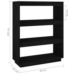 Berkfield Book Cabinet/room Divider Black 80X35X103 Cm Solid Pinewood - thumbnail 8