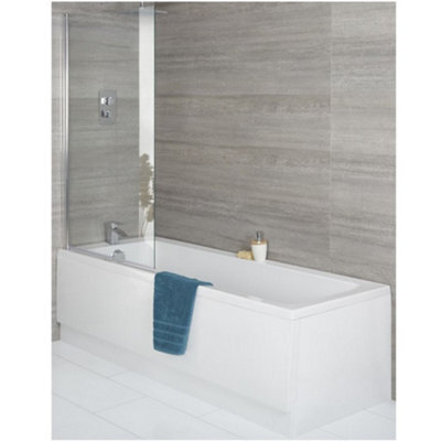 Homestylestore White Bathroom Single Ended Bath With Screen, Side And End Panels 1800 X 800mm - image 1