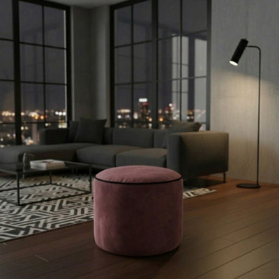 Luxury Velvet Round Bean Bag Ottoman Soft Plush Velvet Stool Pouffe Burgundy - image 1