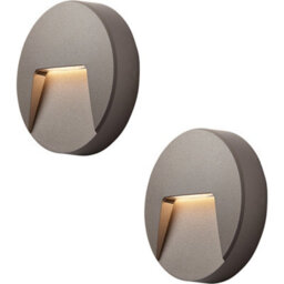 2 Pack Round Outdoor Ip65 Pathway Guide Light - Indirect Cct Led - Grey Abs