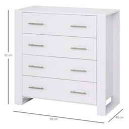 Wyld Haus Moyota 4-Drawer White Chest Of Drawers With Silver Metal Handles, 90W X 40D X 92H Cm - thumbnail 4