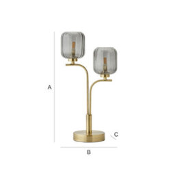 Valuelights Amelie Gold 2 Way Table Lamp With Smoked Ribbed Glass Shades - thumbnail 7