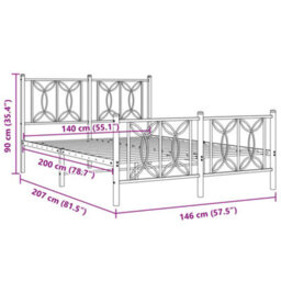 Berkfield Metal Bed Frame Without Mattress With Footboard White 140X200Cm - thumbnail 8