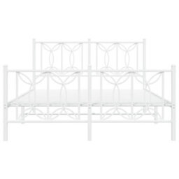 Berkfield Metal Bed Frame Without Mattress With Footboard White 140X200Cm - thumbnail 4